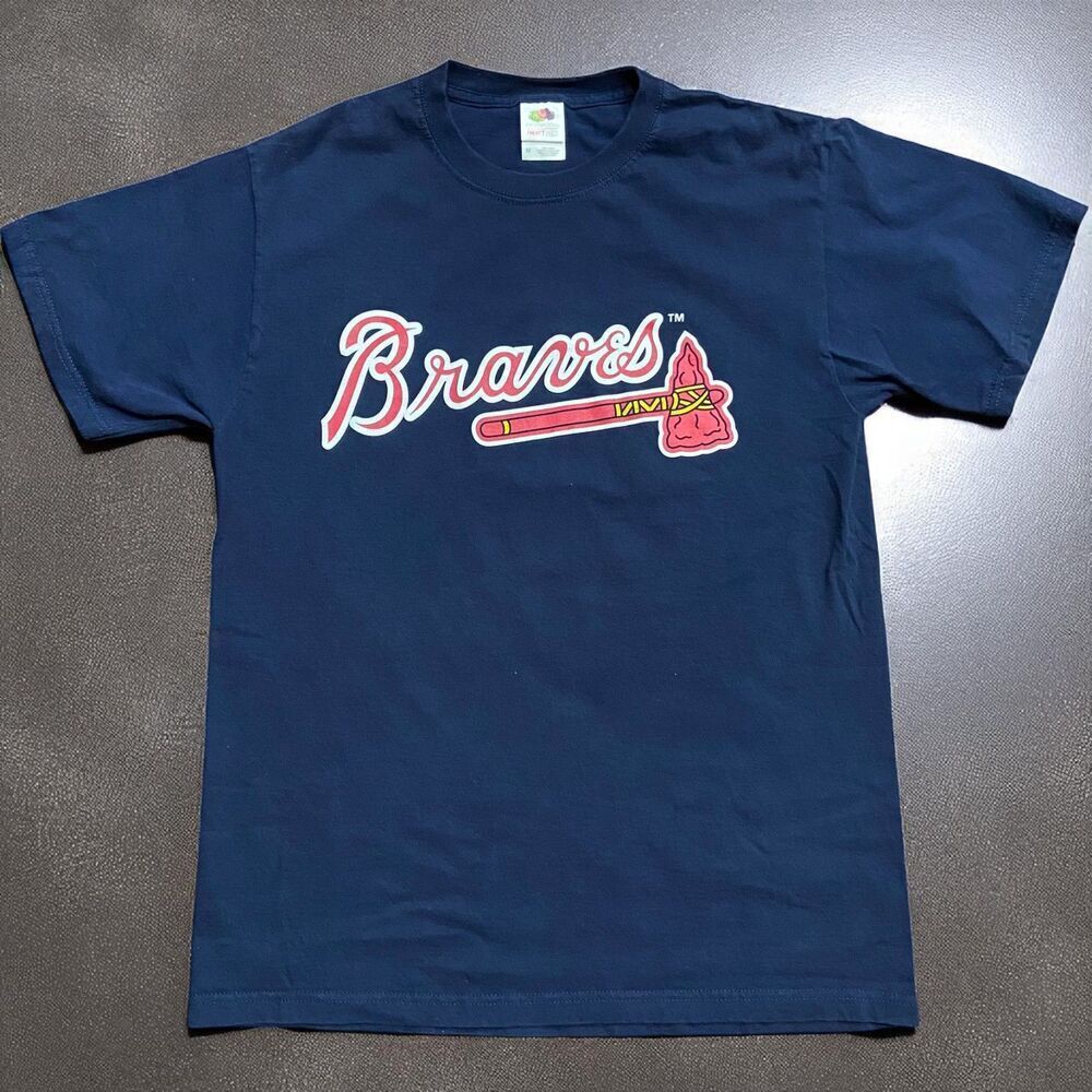 Fruit Of The Loom MLB Atlanta Braves Navy Red CHOA Graphic Tee Men's Medium